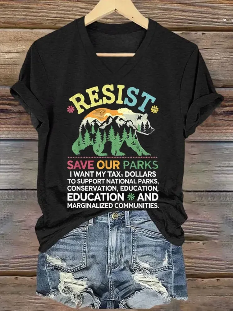 Women'S Support Our National Parks Printed T-Shirt