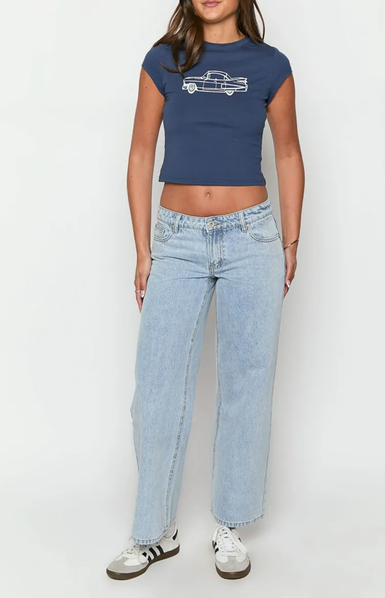 Light Wash Denim Low Rise Jeans