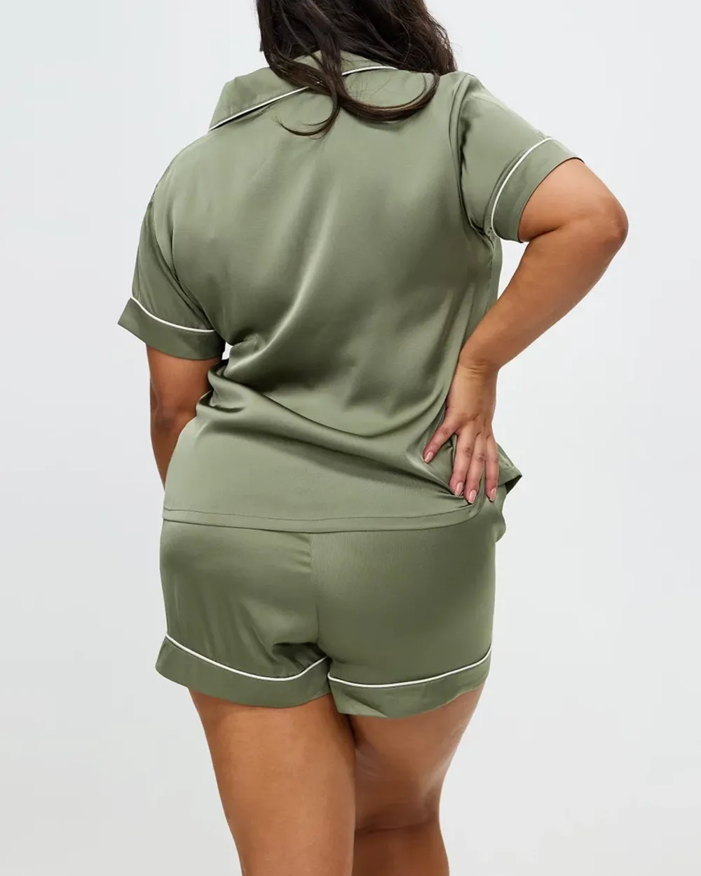 Short Satin Shirt PJ Set