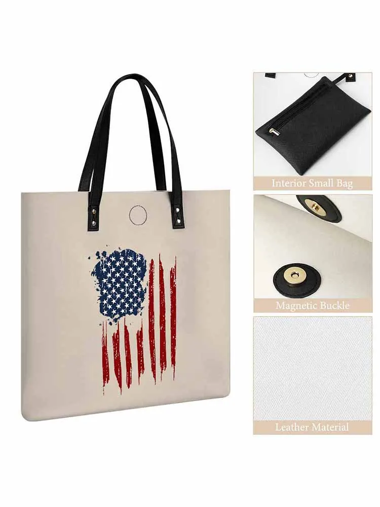 Leather Handbag With National Flag Prints