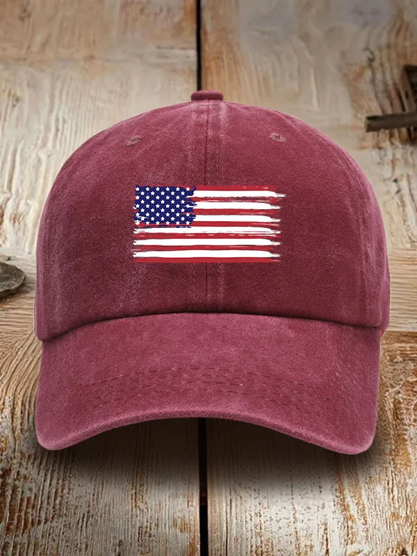 National Flag Print Washed Baseball Cap