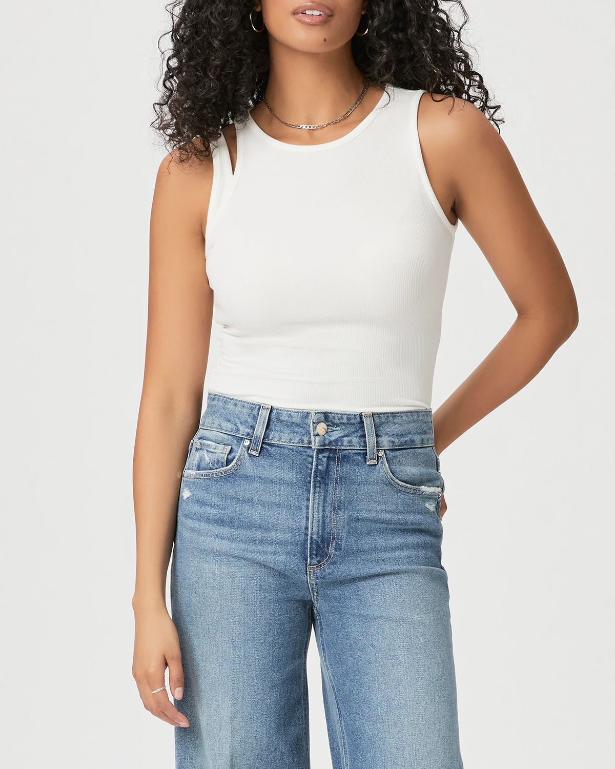 White Basic Sleeveless Tank Top