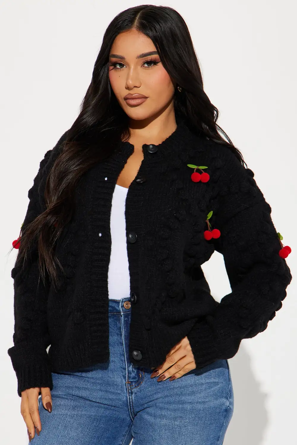 Cherry Time Cardigan - Black