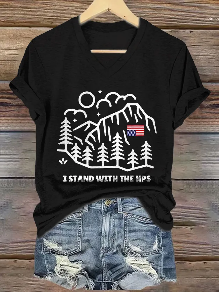 Women'S I Stand With The Nps V-Neck T-Shirt