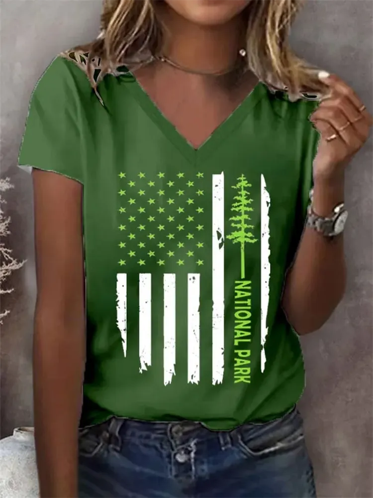Women'S National Park Print V-Neck T-Shirt