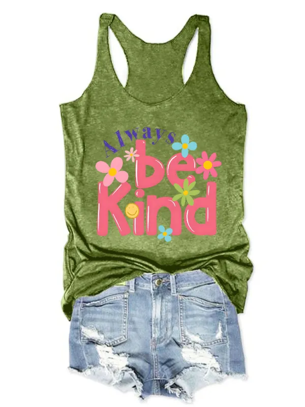 Women'S Round-Neck Sleeveless Vest Always Be Kind Prints