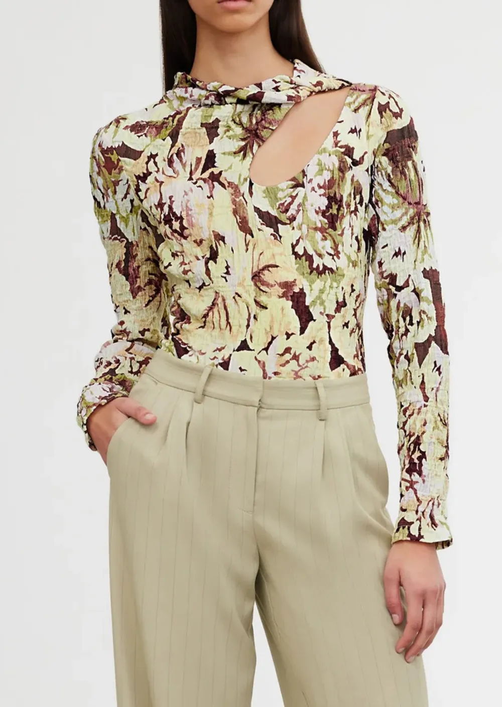 Floral Cut Out Long Sleeve Top