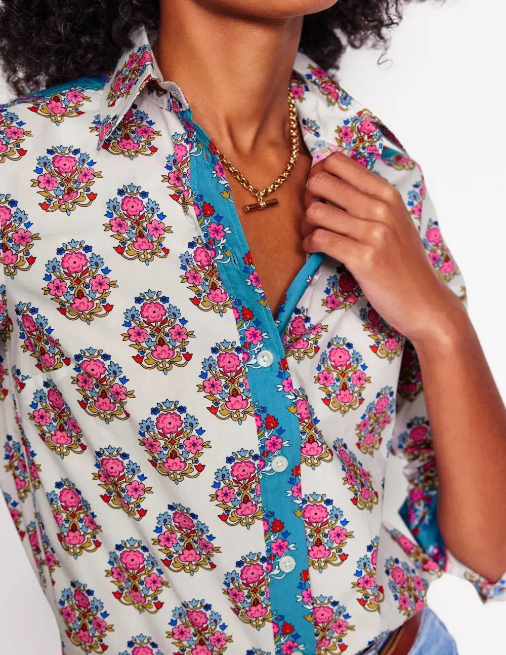Floral Print Long - Sleeve Blouse
