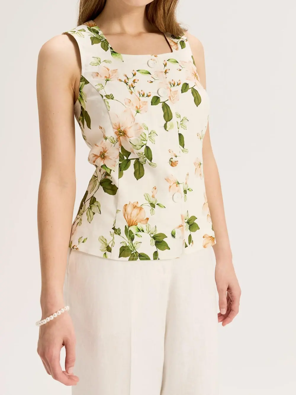 Plants Printed Square Neck Tank Top