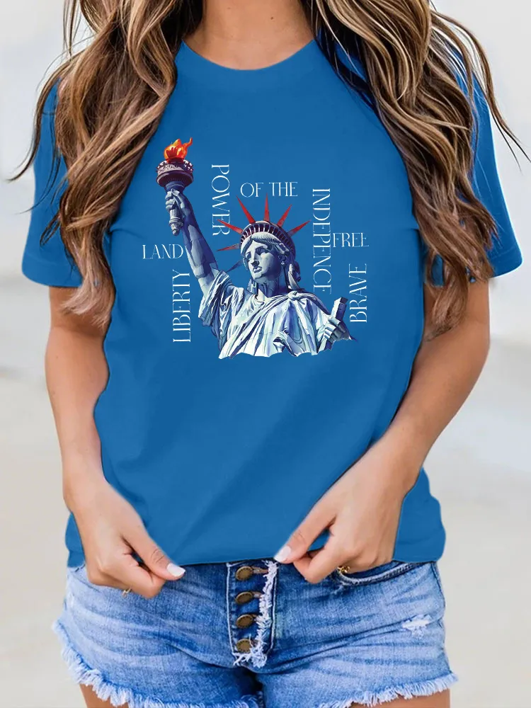 Woman'S Power Of The Indepence Round-Neck Short-Sleeved T-Shirt