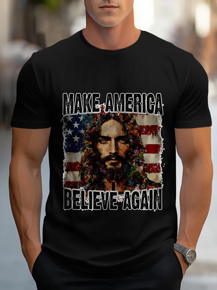 Man'S Make America Believe Again Round-Neck Short-Sleeved T-Shirt