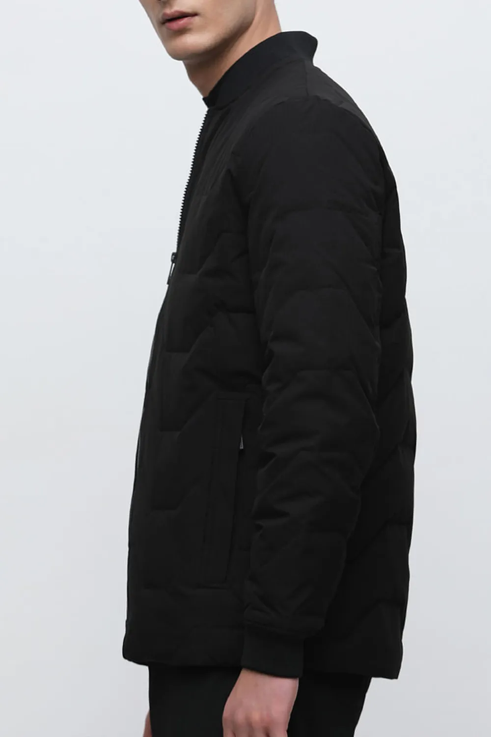 Green Quilted Bomber Jacket