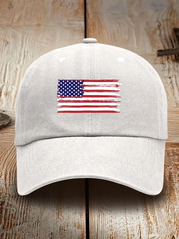 National Flag Print Washed Baseball Cap