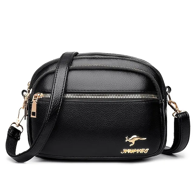 Women's Crossbody Bag Shoulder Bag Dome Bag PU Leather Shopping Daily Zipper Large Capacity Waterproof Lightweight Solid Color Black Red Purple