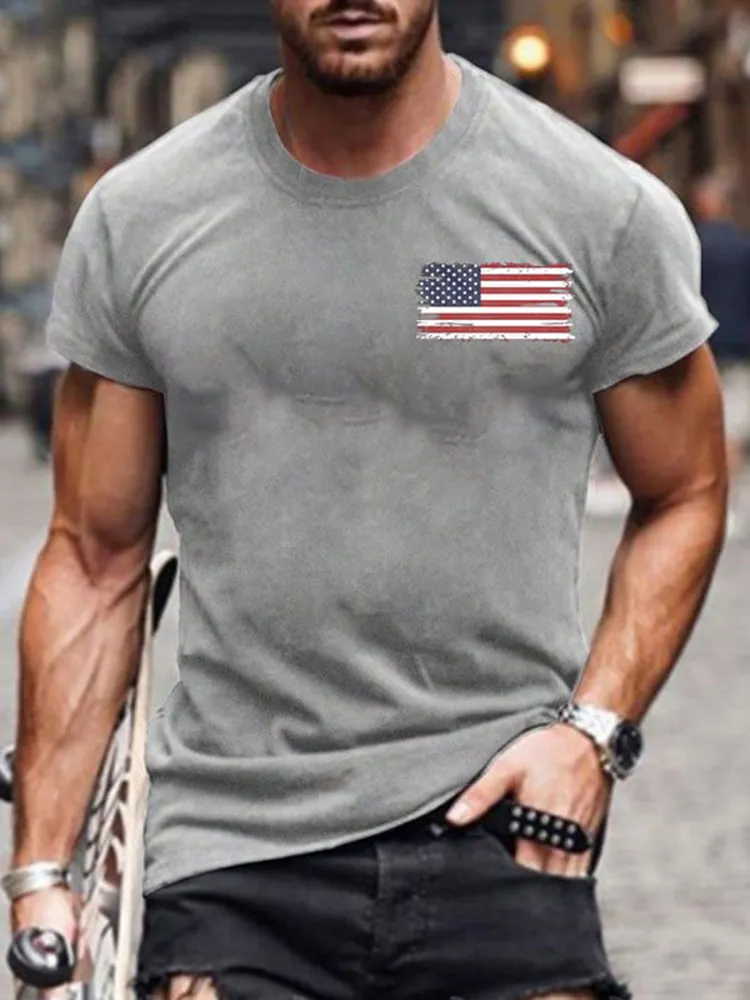 Men'S Round-Neck T-Shirt With I Identify As An American Prints