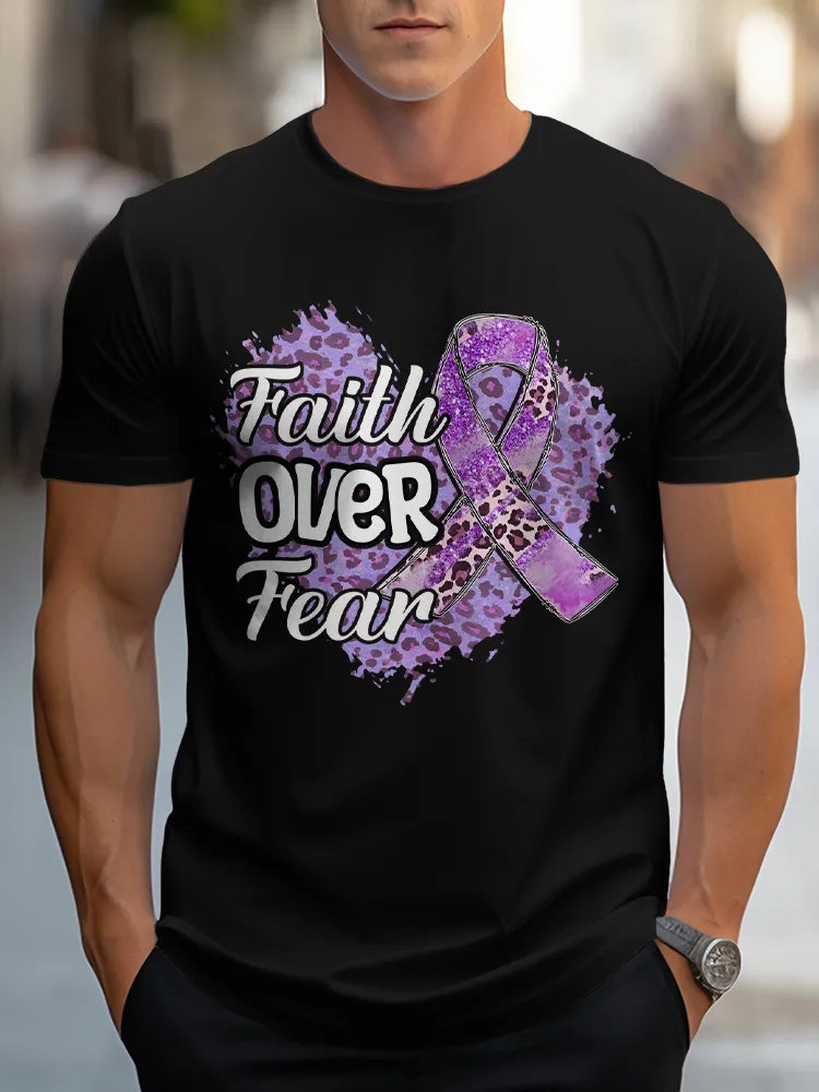 Men'S Round-Neck Short-Sleeved T-Shirt Faith Over Fear Prints