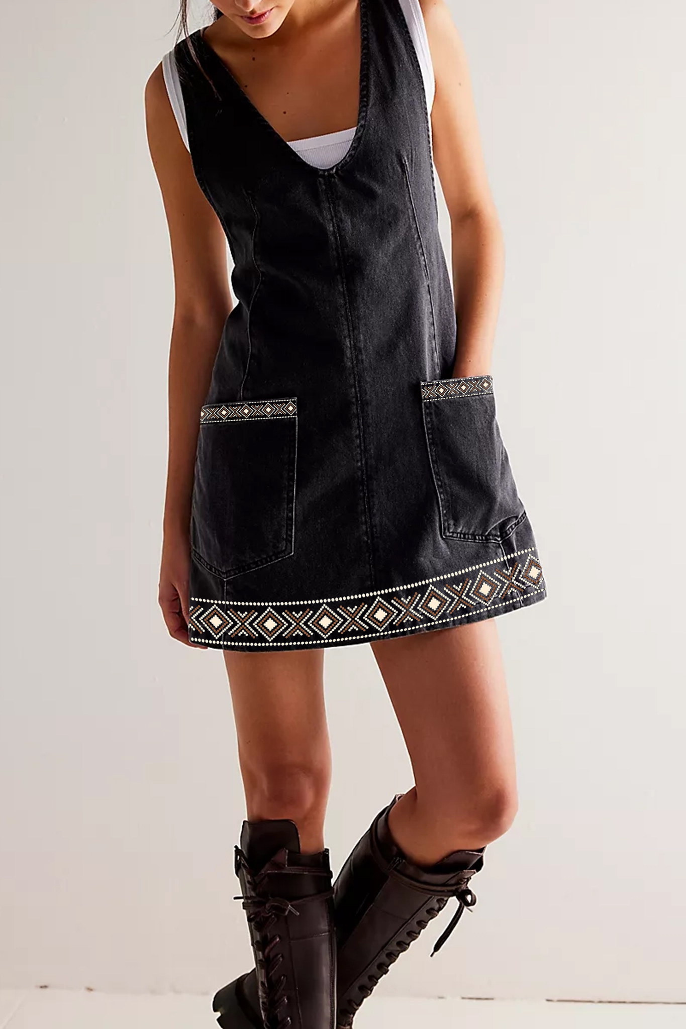 Denim Overall Mini Skirt