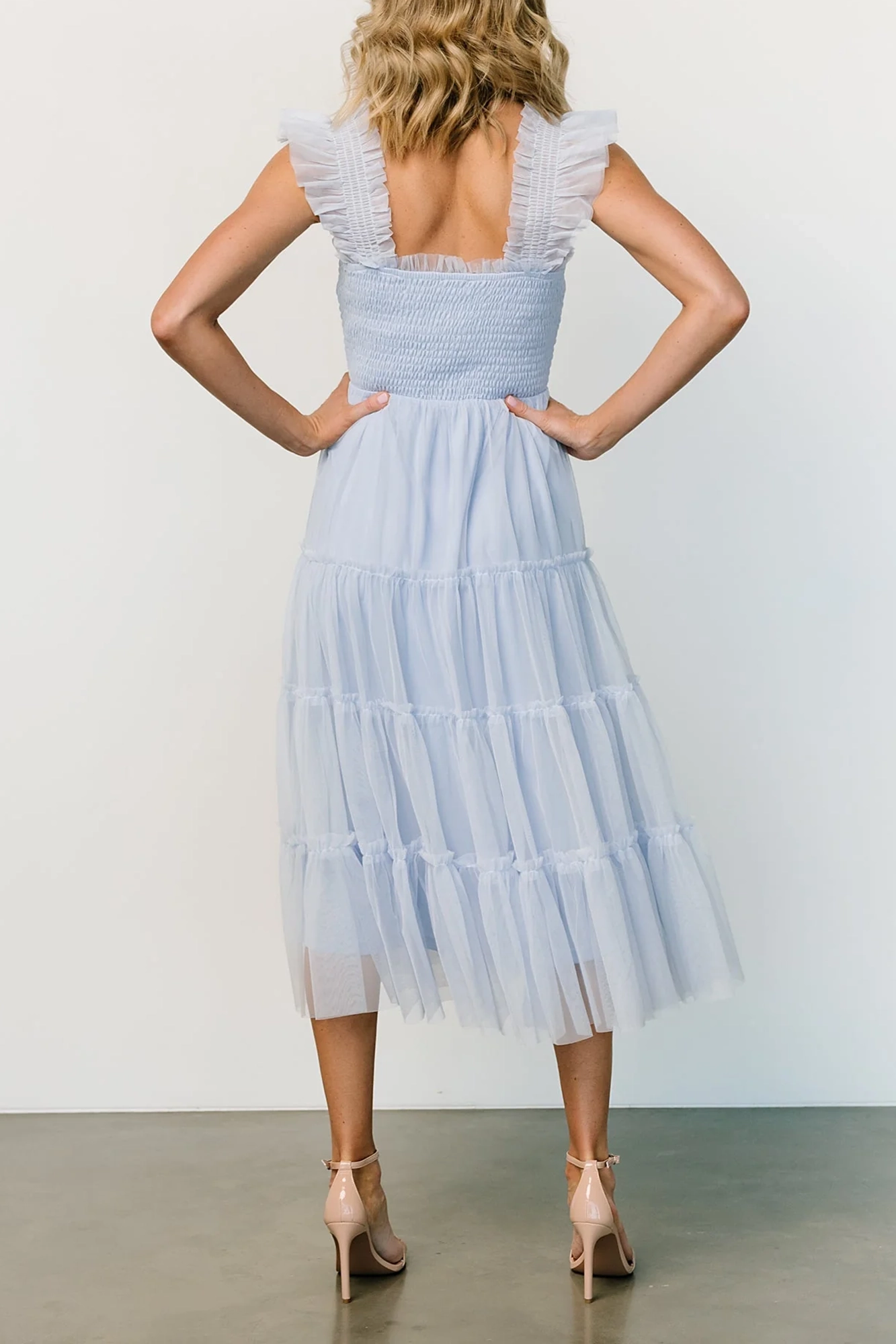 Versatile Fluttering Sleeves Sheer Dress