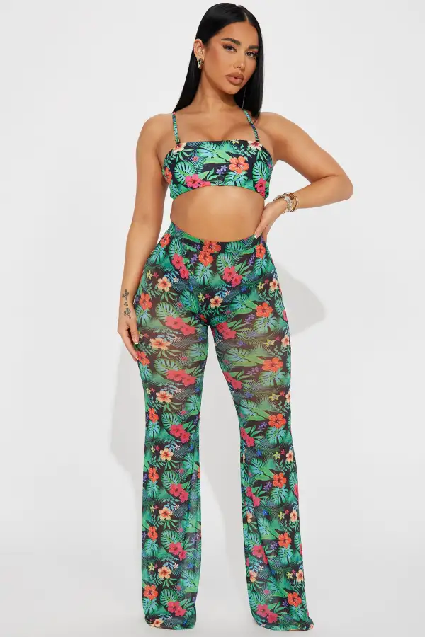 Sunshine See Through Cover Up Pant - Green/combo