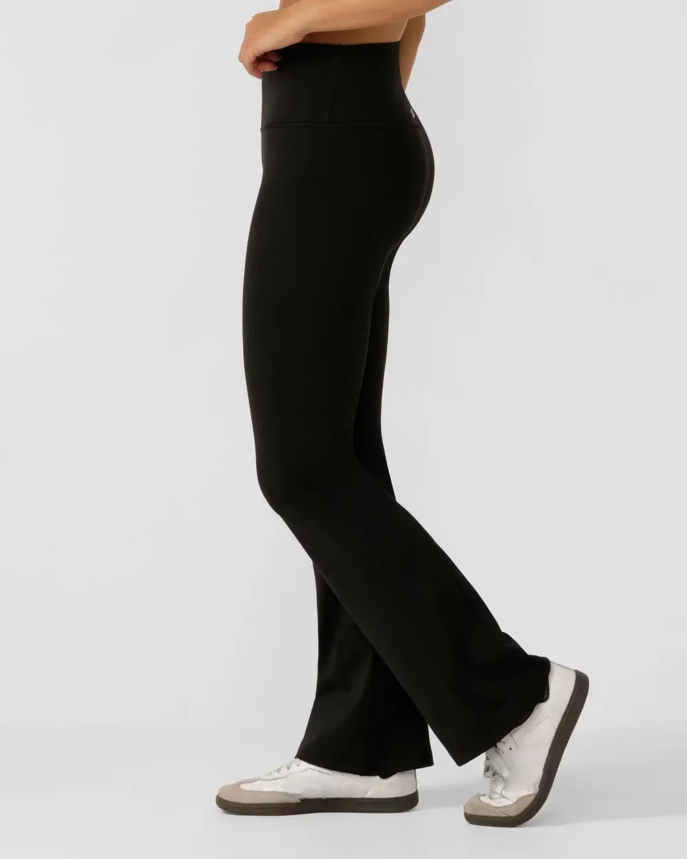 Black Elastic Waist Flared Pant