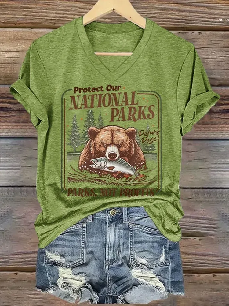 Woman'S Protect Our National Parks V-Neck Short-Sleeve T-Shirt