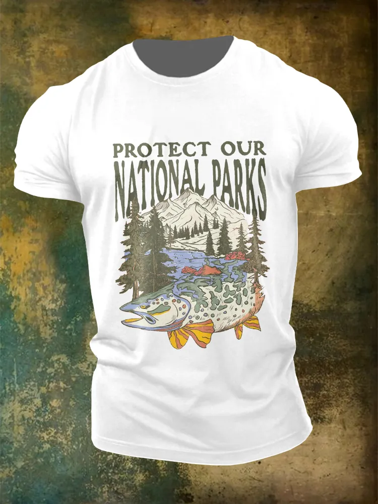 Men'S Protect Our National Parks Not Projects Round-Neck T-Shirt
