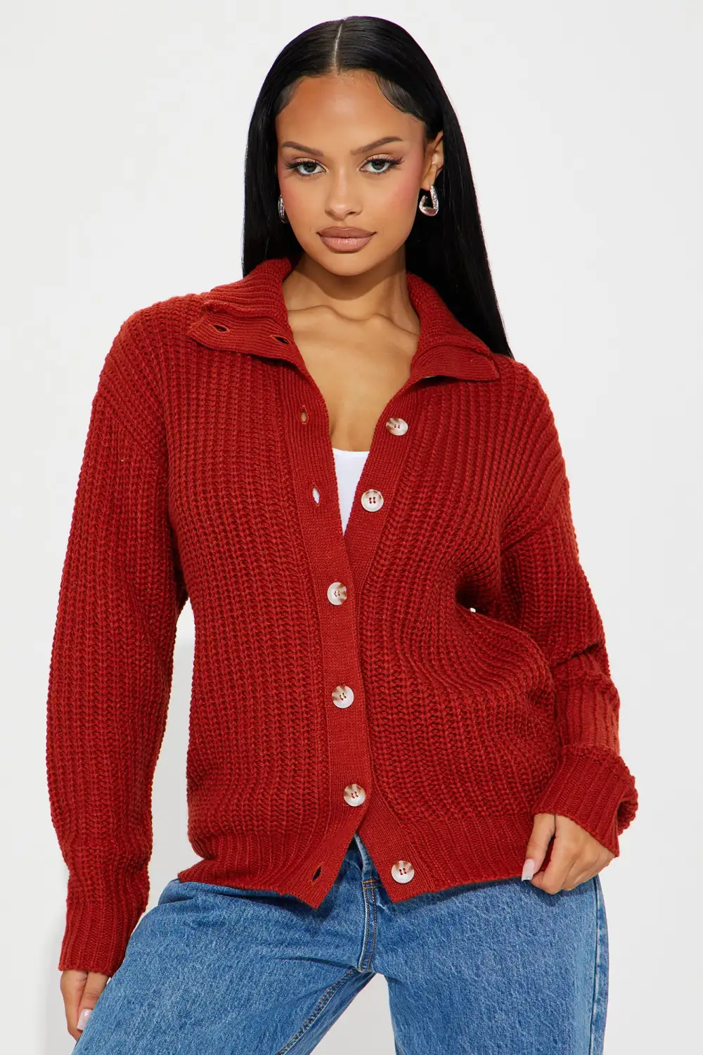 Rian Cardigan Sweater - Rust