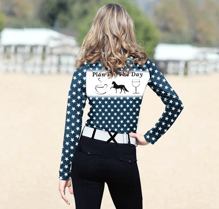 Women's Riding Style Plan For The Day Print Long Sleeve Casual Shirt