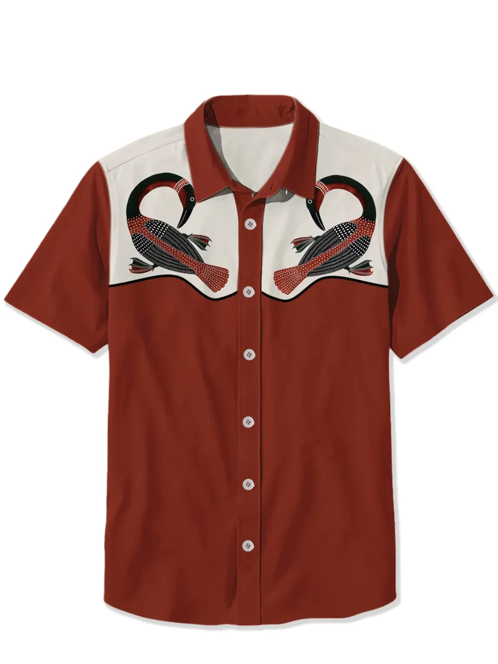 Elegant Red Retro Goose Shirt