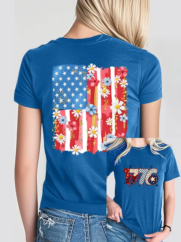 Woman'S 1776 Independence Day Print Short-Sleeved T-Shirt