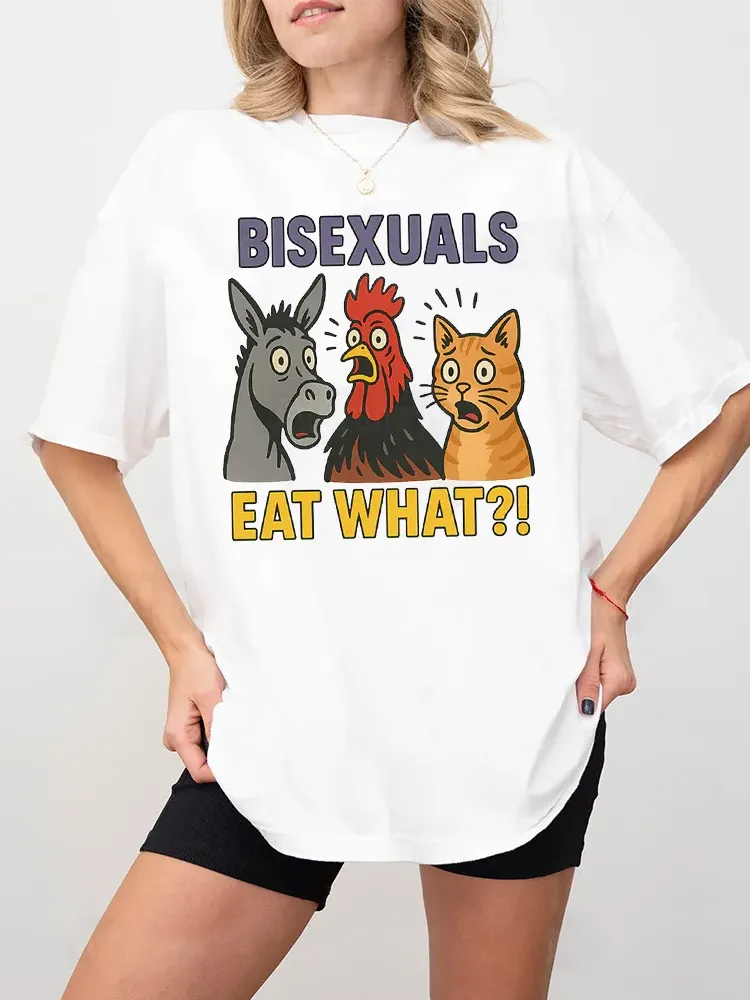 Women'S Bisexuals Eat What?! Short Sleeve Round-Neck T-Shirt