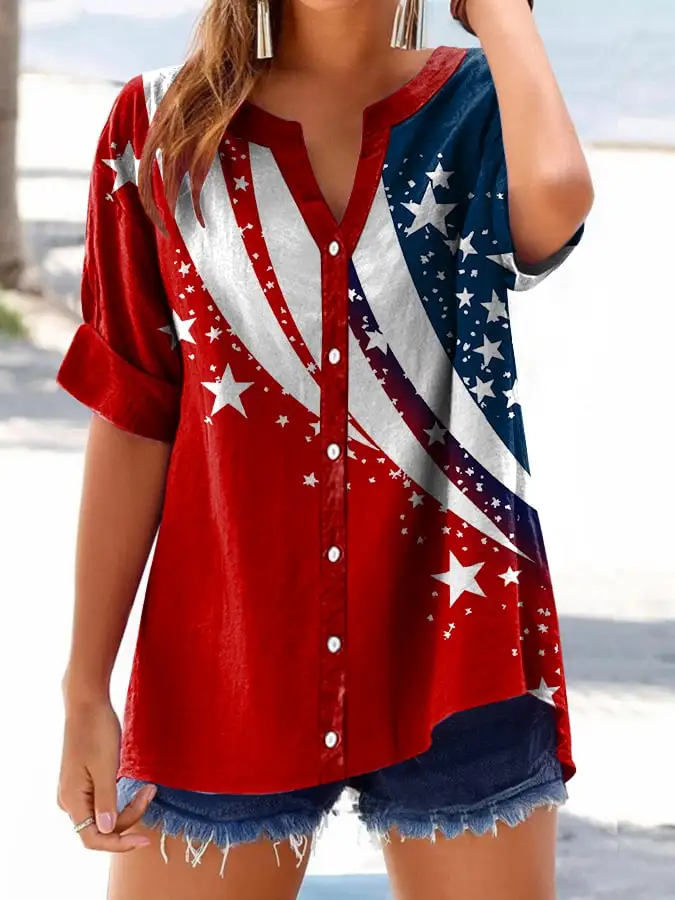 Woman'S Star Print Short Sleeve T-Shirt