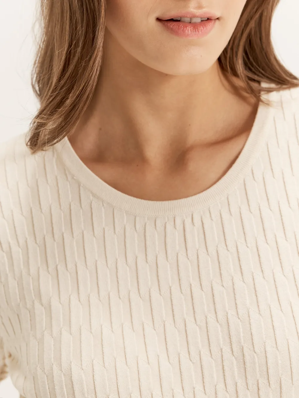 Short Sleeve Knit Top in Cream