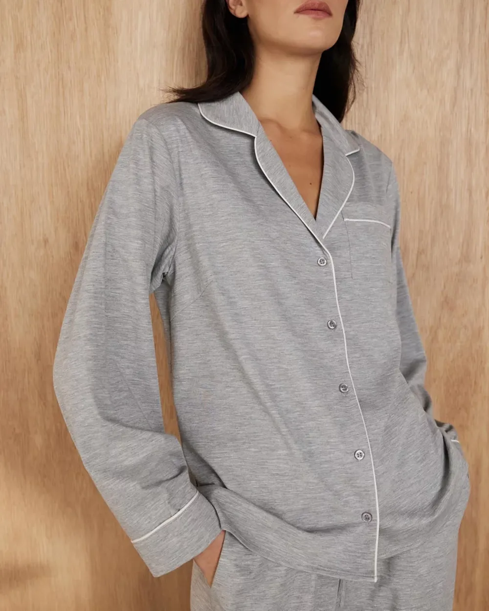 Long Sleeve Button-up Shirt Pajama Set