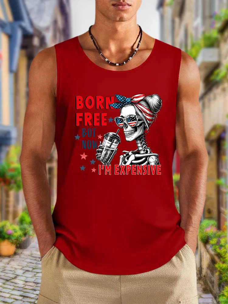 Men'S Born Free Bot Now I'M Expensive Round-Necked Sleeveless Vest