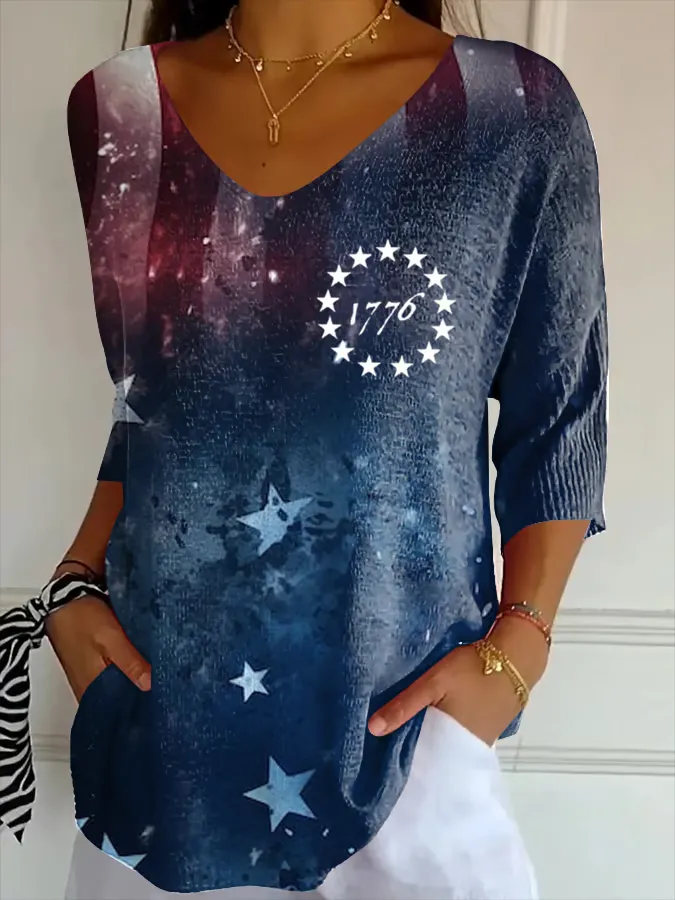 Women'S 1776 Long-Sleeved V-Neck Shirt
