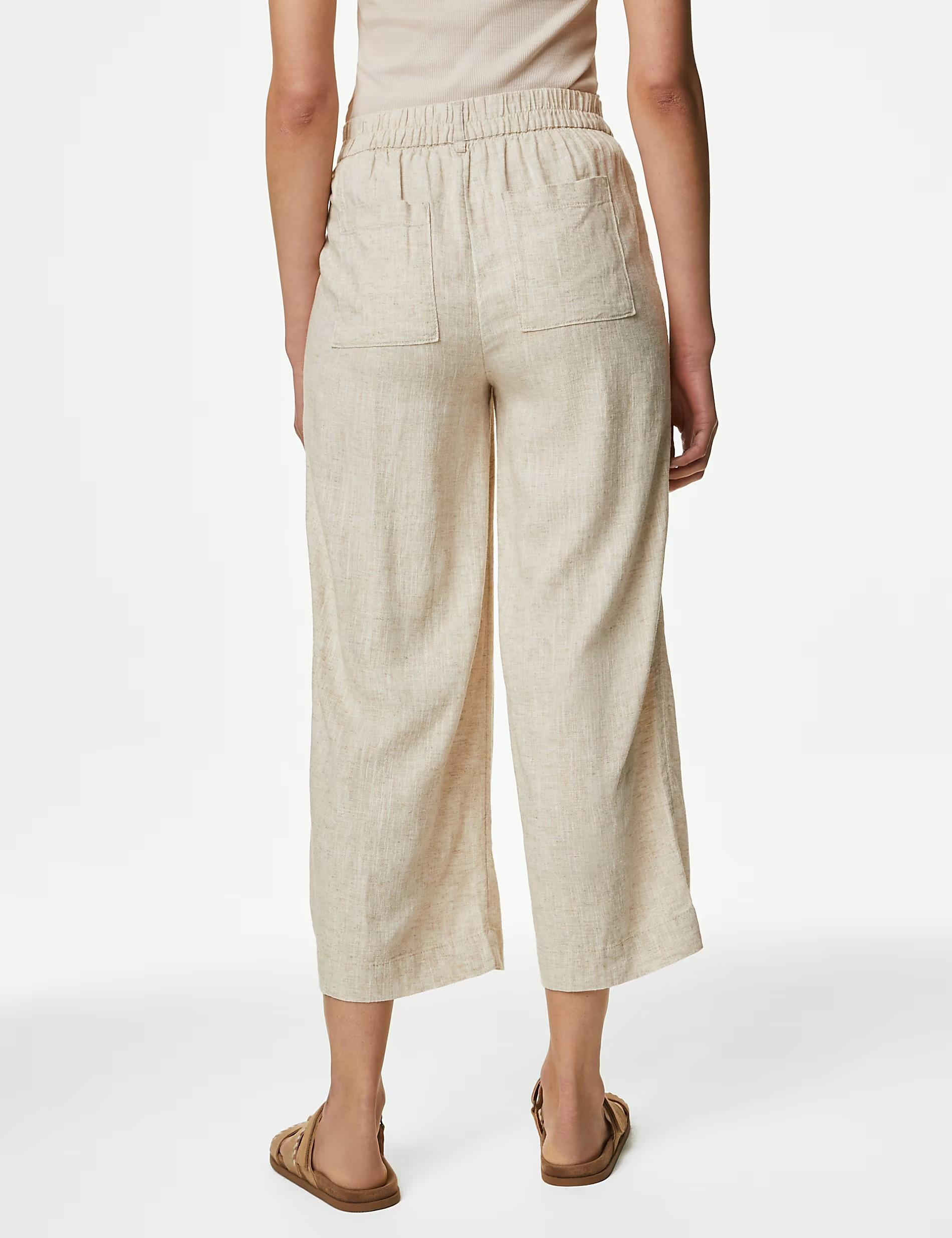 Black Shirred Wide Leg Trousers