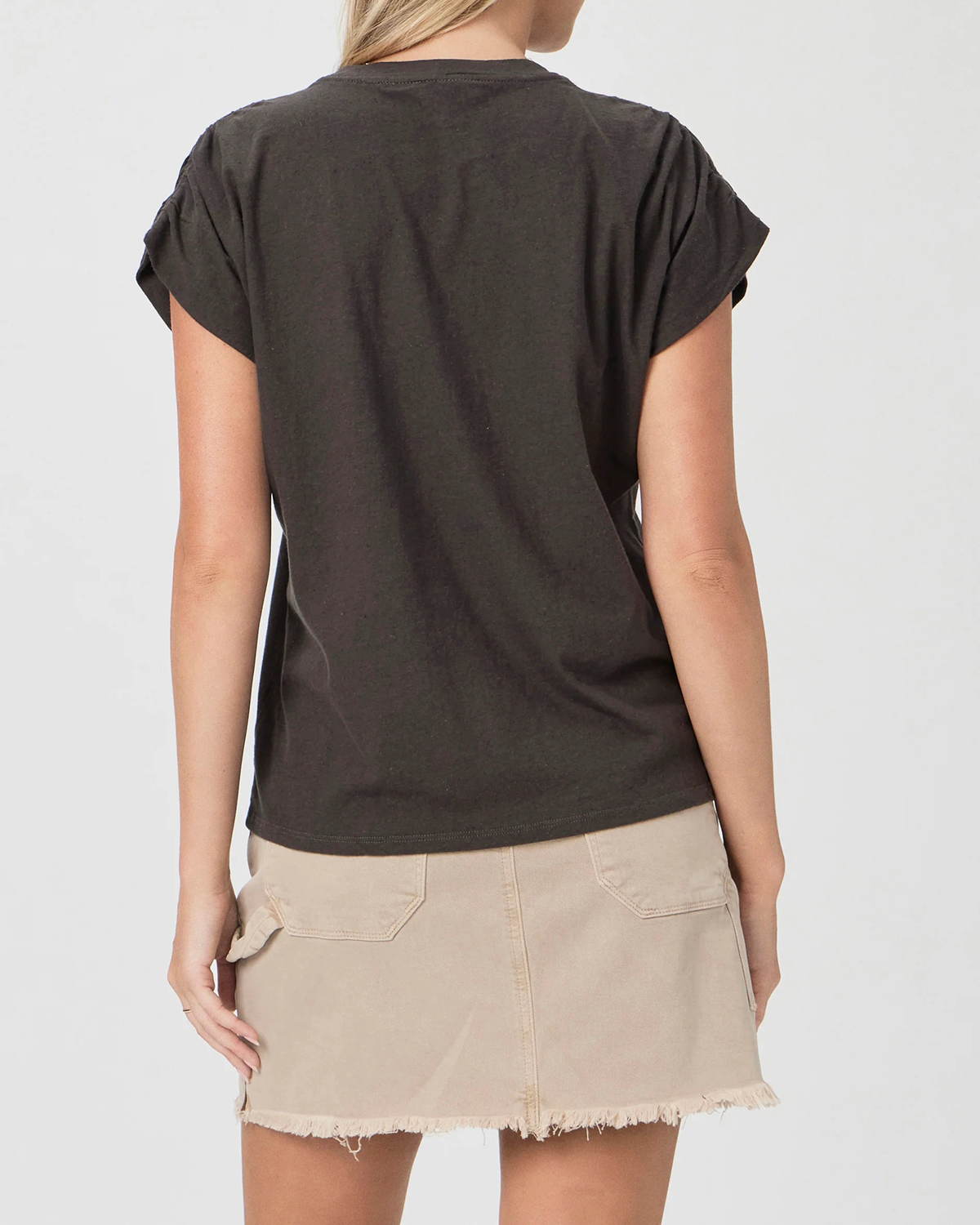 Faded Black Relaxed Fit Short Sleeve Top