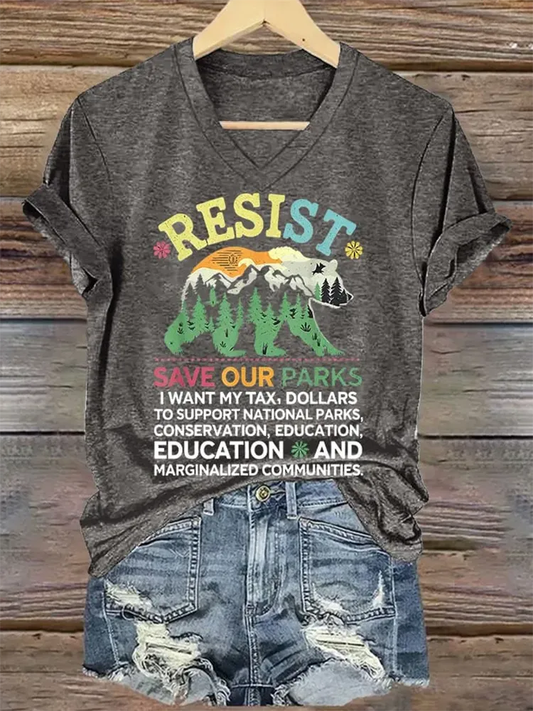 Women'S Support Our National Parks Printed T-Shirt
