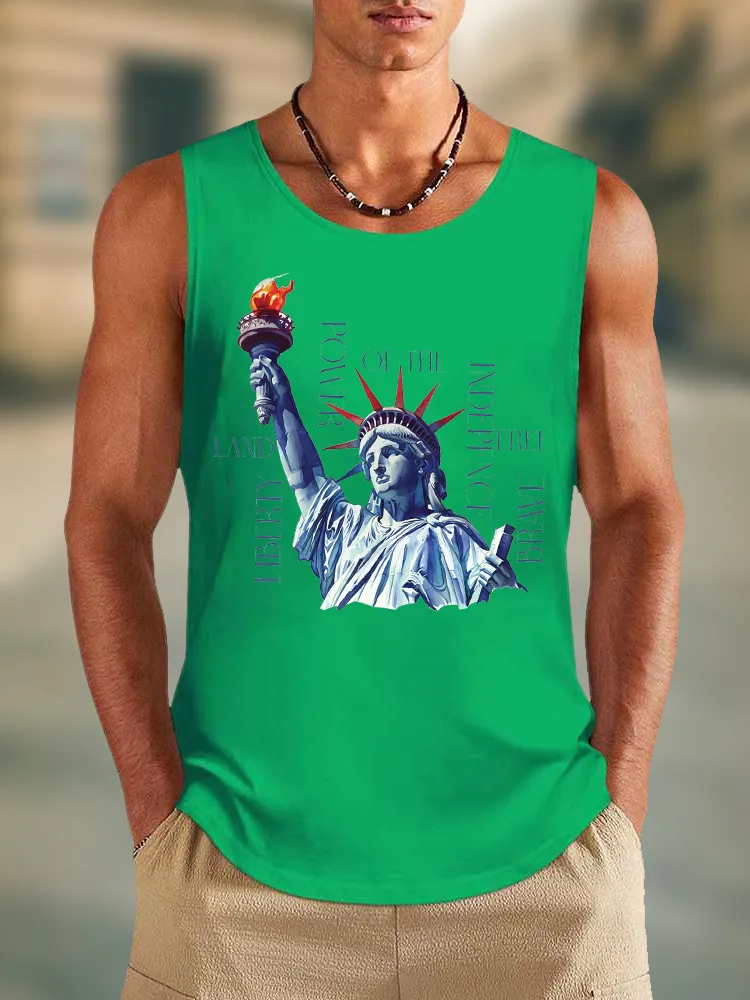 Men'S Power Of The Indepence Round-Necked Sleeveless Vest