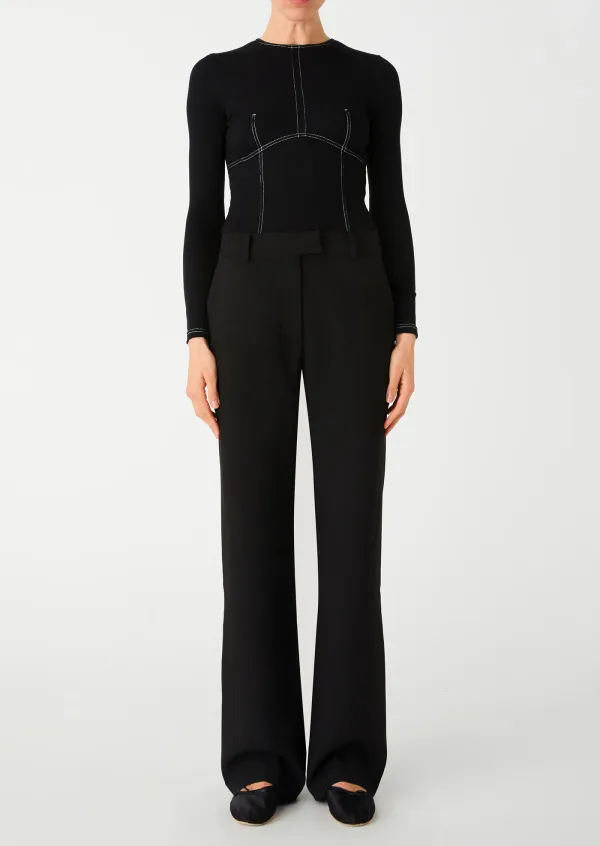 Black Long Sleeve Stitched Top