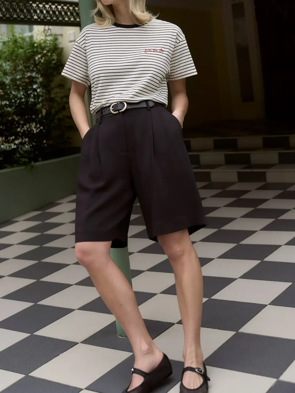 Black The Pleat Front Short