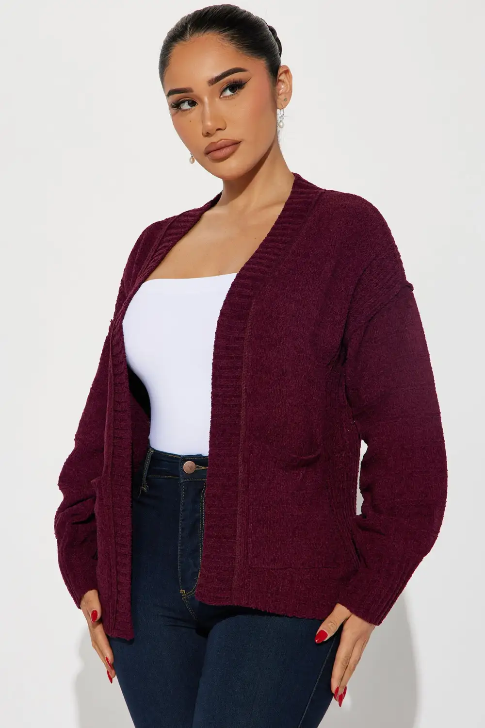 Vibin' Casually Cardigan - Wine