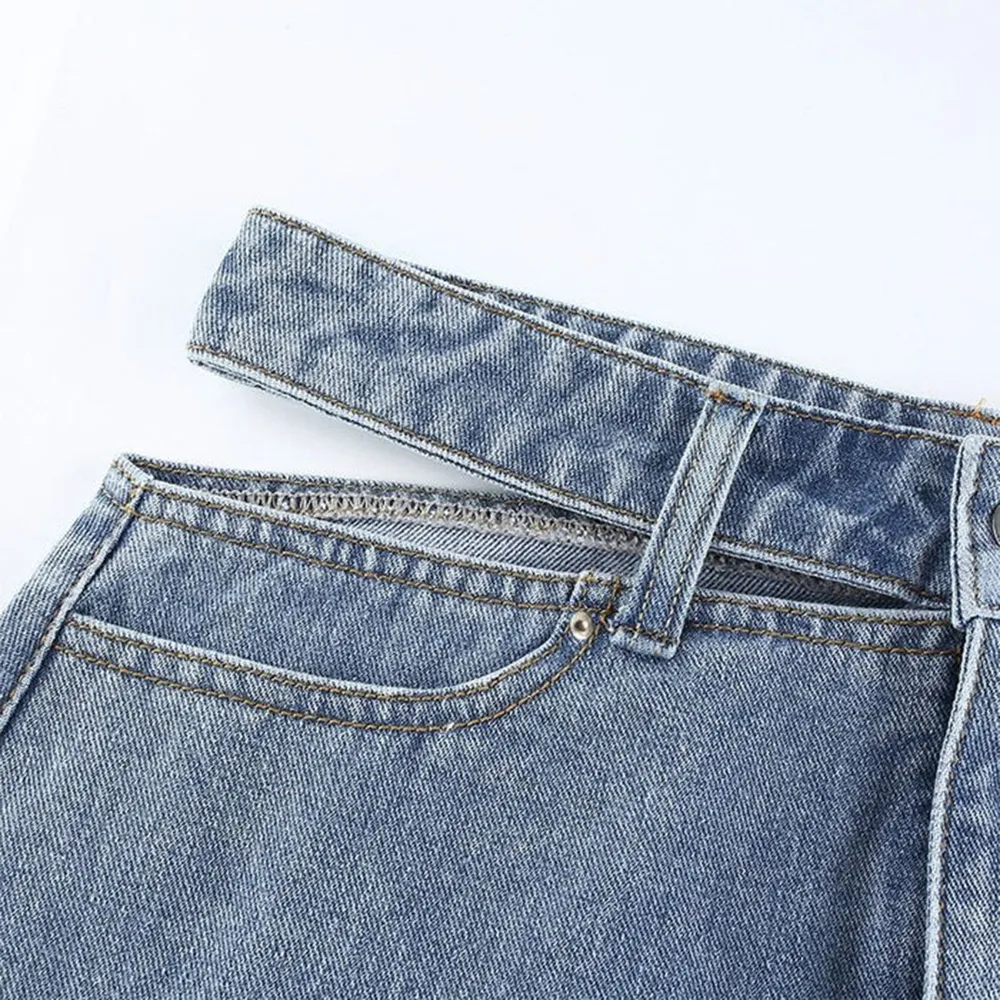 Denim Casual High Waist Mini Skirt