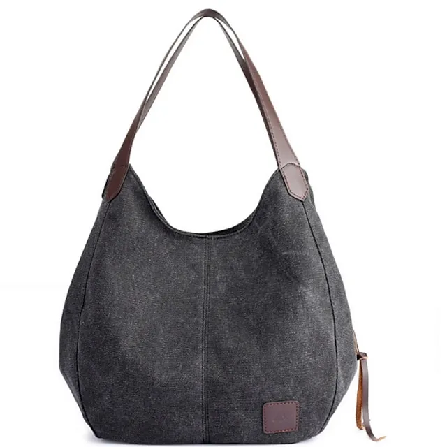 Women's Top Handle Bag Canvas PU Leather Daily Zipper Color Block Black Army Green Blue