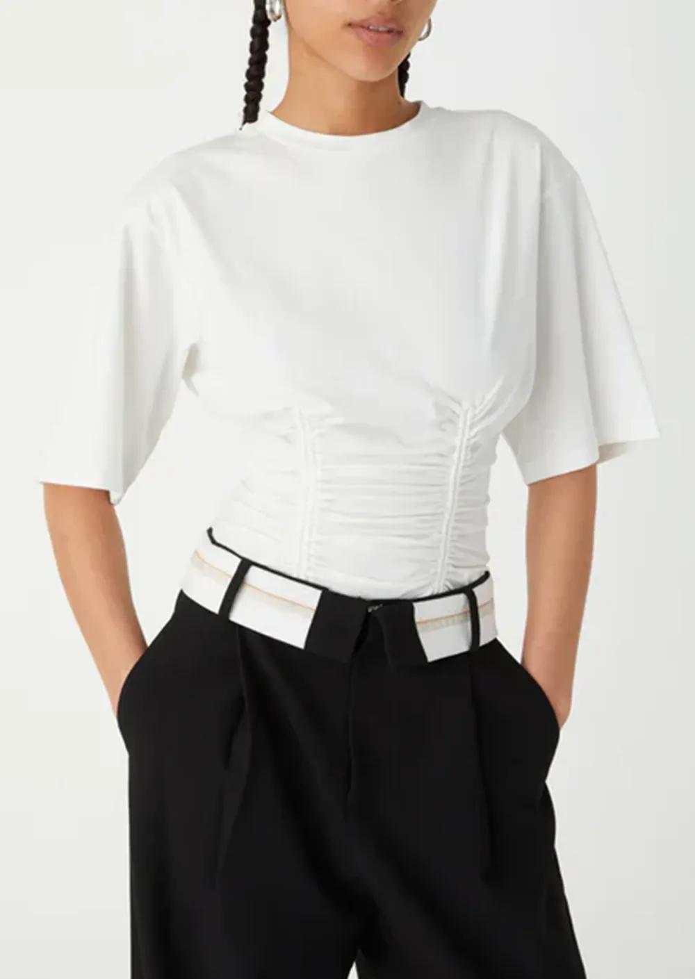 Black Patchwork Suit Trousers