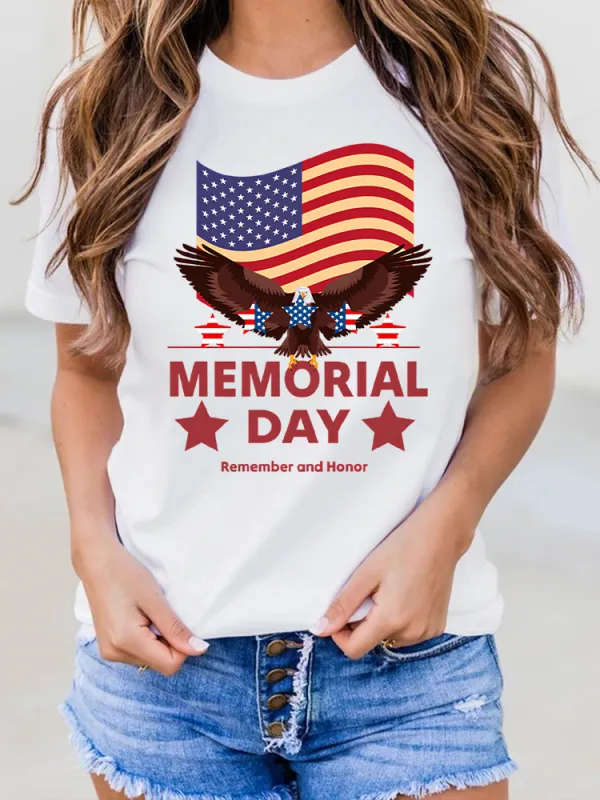 Memorial Day Remember And Honor Round-Neck Short-Sleeved T-Shirt