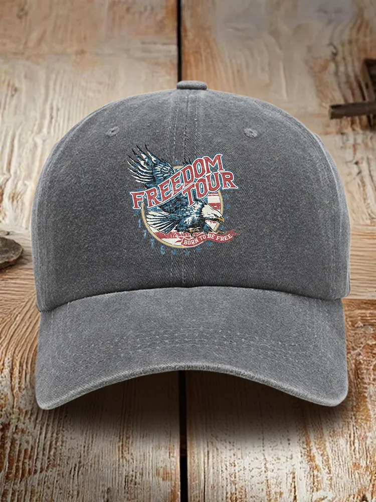 Freedom Tour Print Washed Baseball Cap