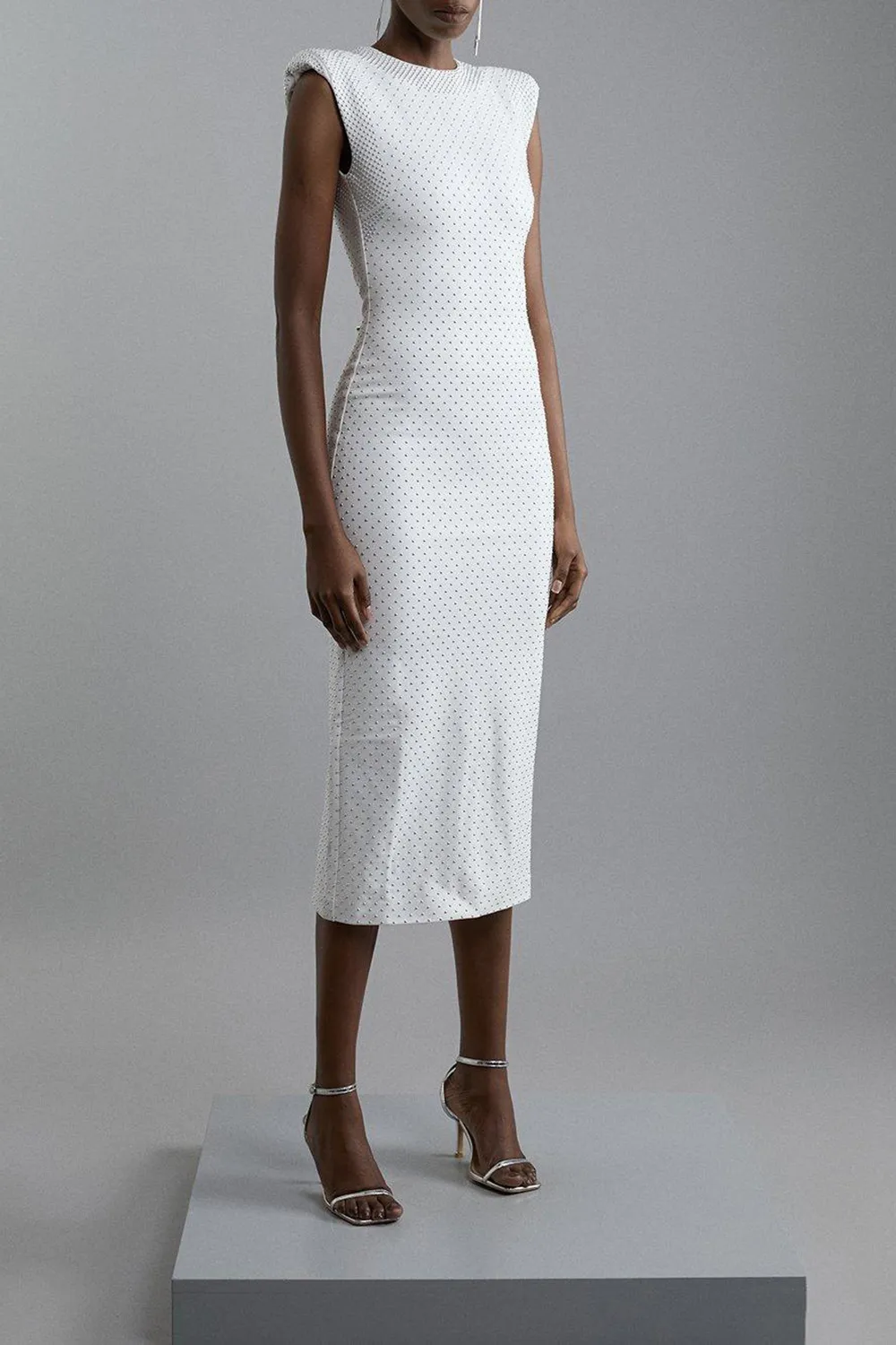 Studded High Neck Jersey Maxi Dress