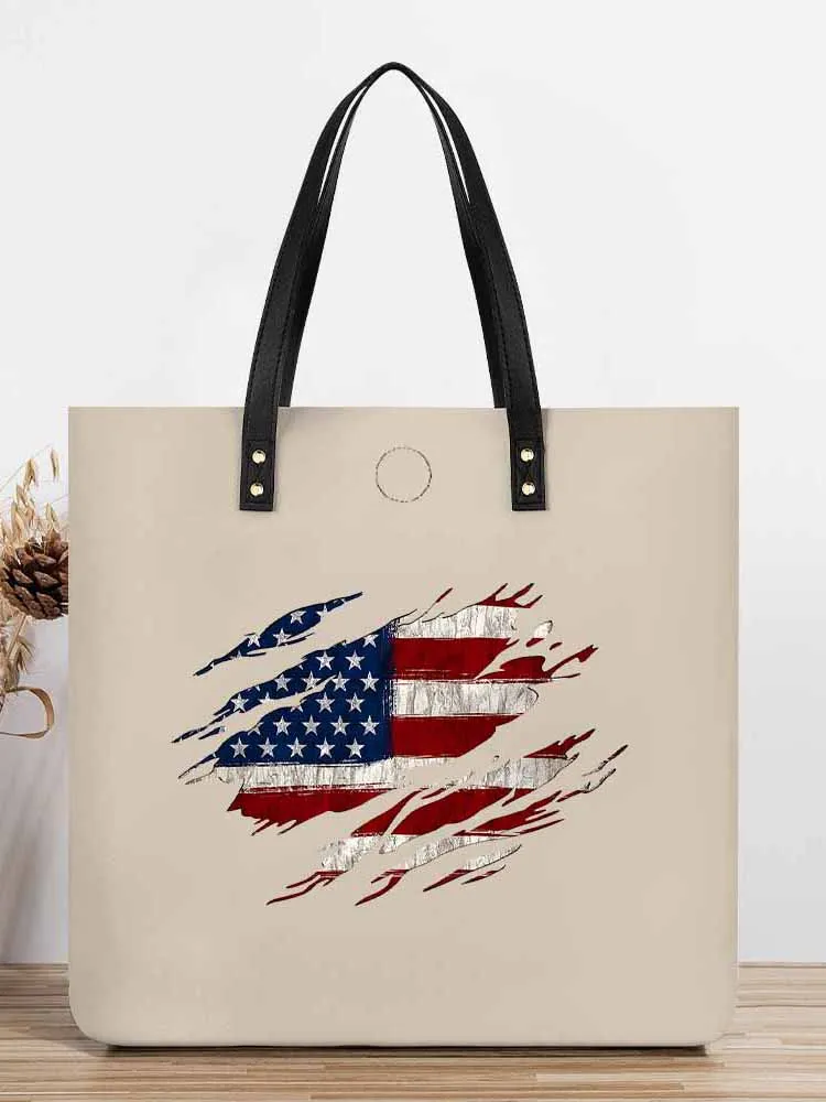 Handbag Leather Handbag With National Flag Prints